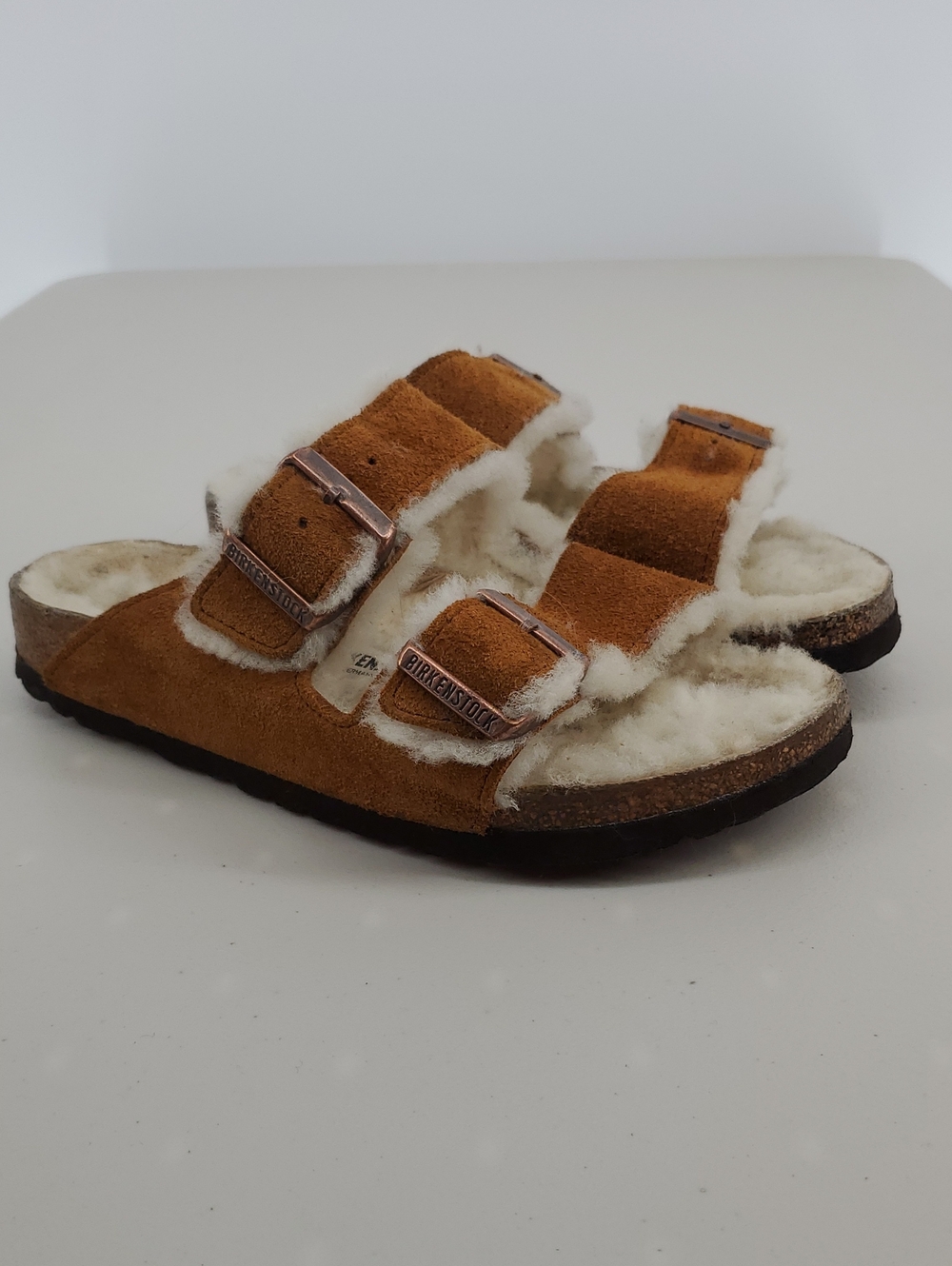 Birkenstock Arizona Shearling Sude Sandals - Womens Size 37